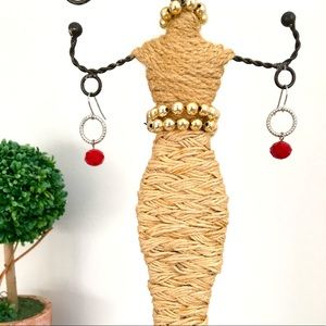 NEW Red Gem Stone Drop Earrings